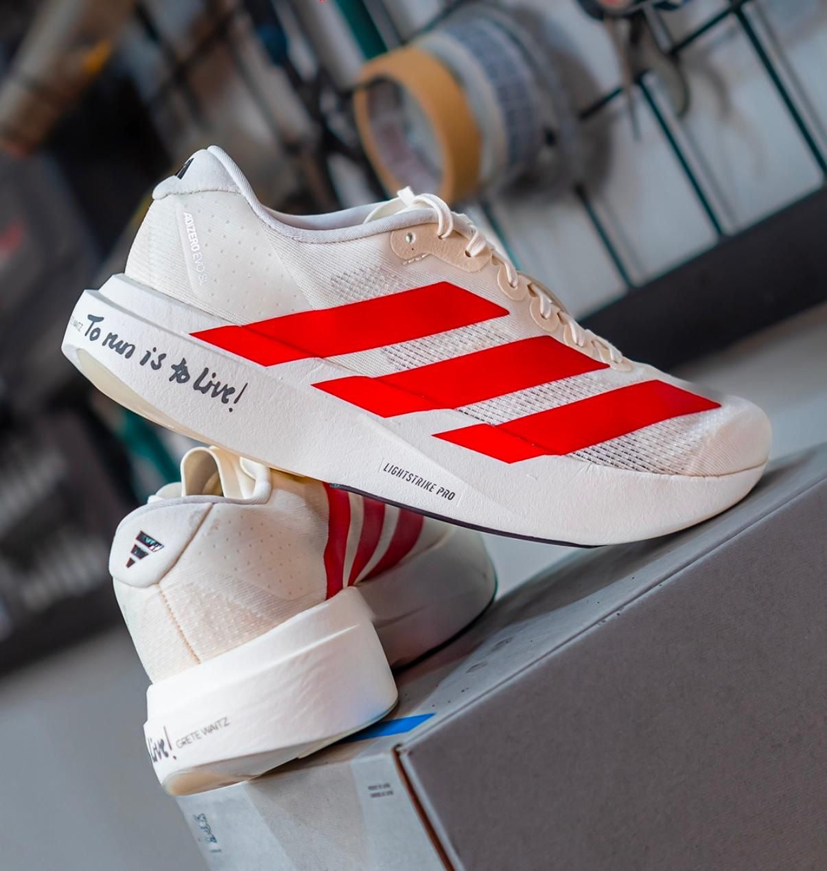adidas Adizero EVO SL Off White Better Scarlet
