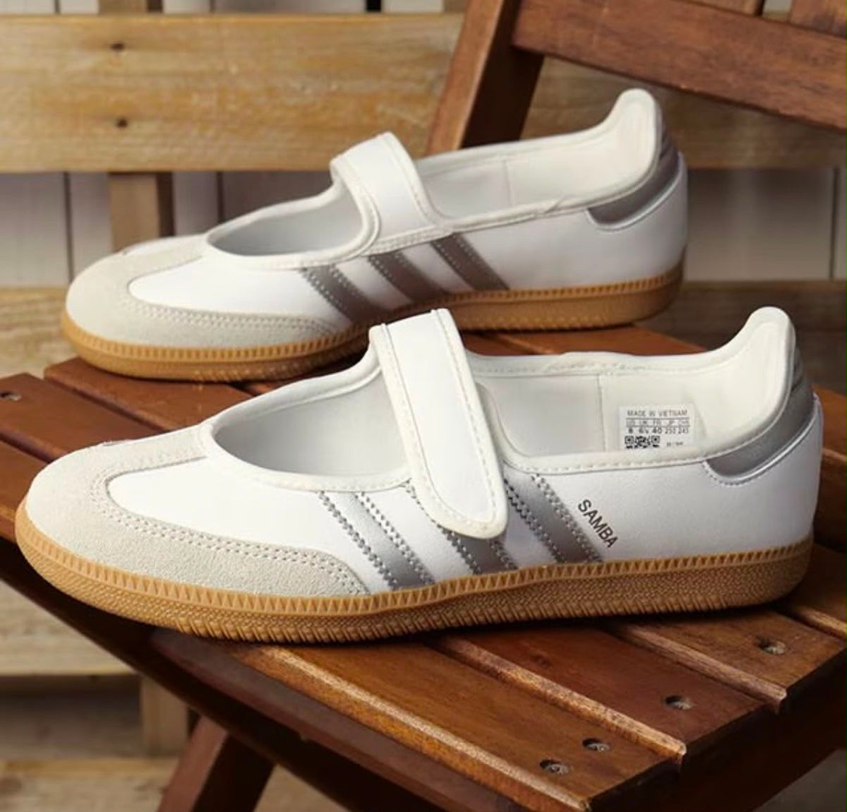 adidas Samba Jane - Cream Black Gum White Silver Metallic